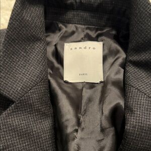 SANDRO PARIS MEN'S 2 PIECE Black, Gray PLAID CHECK WOOL SUIT  Size 50 Pant W 42